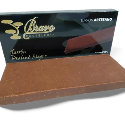 Turrón Praliné Negro Turrón Praliné Negro, Turrón Artesano, Turrón chocolate, Pastelería Bravo, Los Yébenes, Turrón Toledo